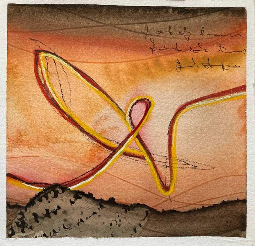 Mixed-Media-Bild "Auf und ab mit Schleife" aus der Serie "Bleib auf dem richtigen Weg"