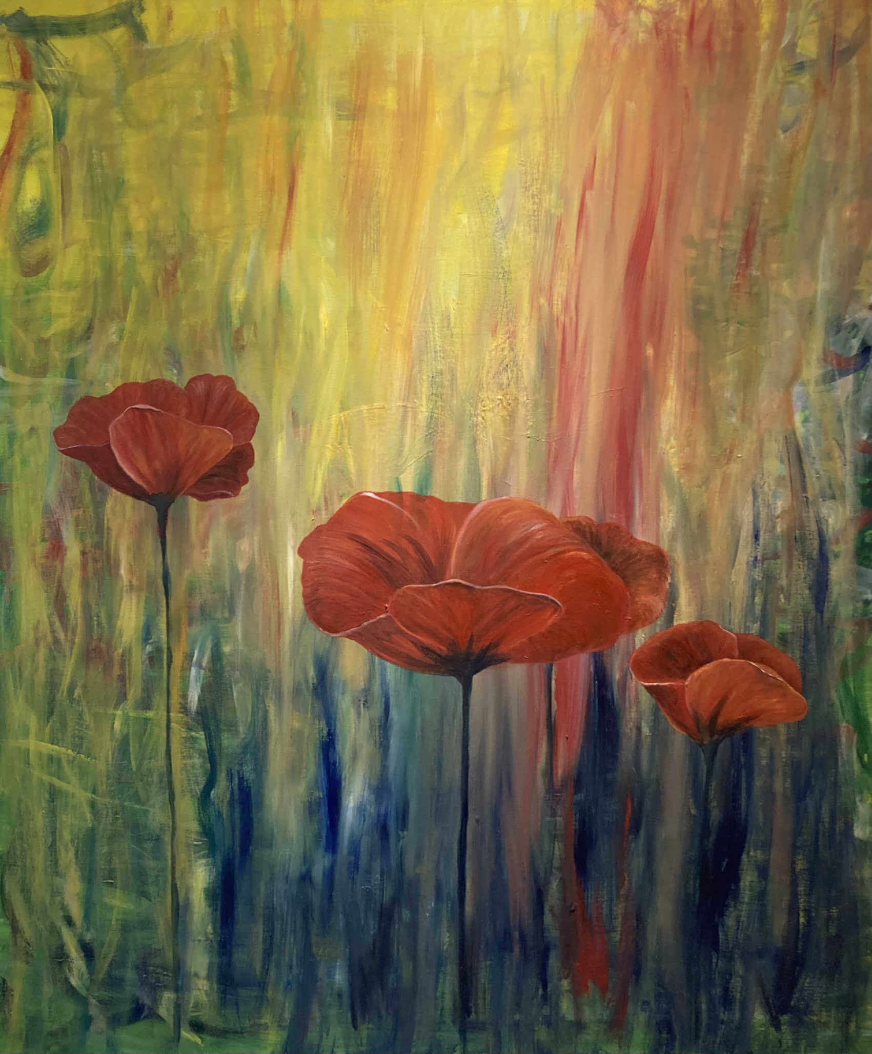 Acryl-Bild von Alfhild Dukat "Mohnblumen"